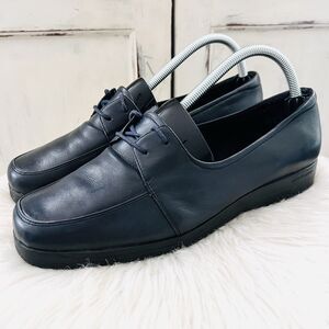 Grasshoppers Navy Blue Leather Lace up Oxford Womens Comfort Shoes - Size 10M